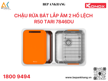Chậu rửa bát lắp âm 2 hố cân R50 Tari 7846DU